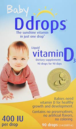 Ddrops Baby 400 IU, Vitamin D, 90 drops 2.5mL (0.08 fl.oz)