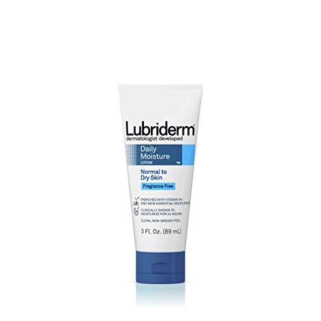 Lubriderm Daily Moisture Body Lotion, Fragrance-Free, Normal To Dry Skin Lotion, 3 fl. oz