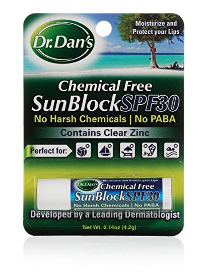 Dr Dans Chemical-Free Sunblock SPF 30 Lip Moisturizer and Protector | 0.14-Ounces | 1-Pack