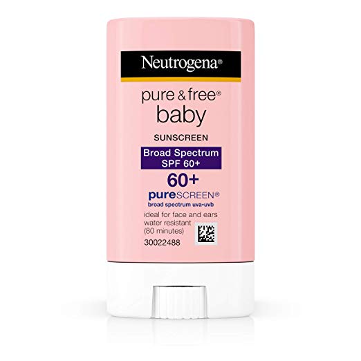 Neutrogena Pure & Free Baby Mineral Sunscreen Stick with Broad Spectrum SPF 60 & Zinc Oxide, Water-Resistant, Hypoallergenic, Oil- & PABA-Free Baby Sunscreen, 0.47 oz