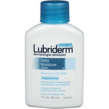 Lubriderm Daily Moisture Hydrating Unscented Body Lotion with Vitamin B5 for Normal to Dry Skin, Non-Greasy and Fragrance-Free Lotion. 1 fl. oz