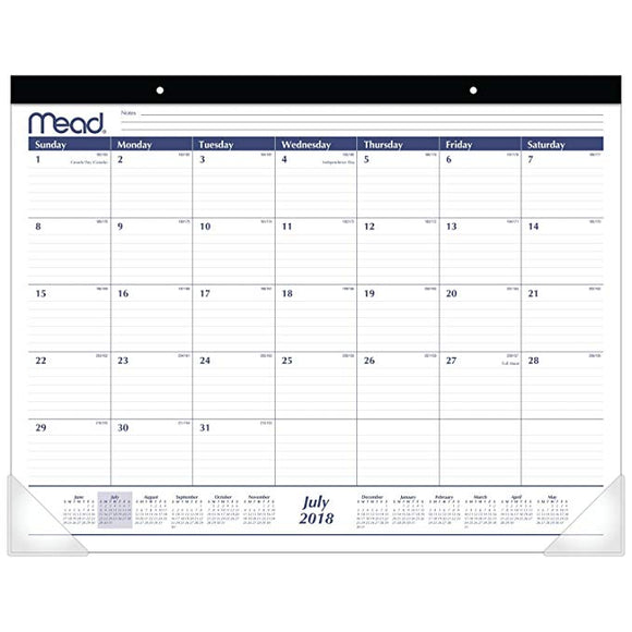 Mead 2018-2019 Academic Year Desk Pad Calendar, Standard, 21 x 17-3/4 (CAM10217)