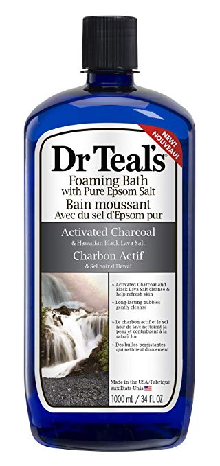 Dr Teal's Activated Charcoal & Lava Foaming Bath with Pure Epsom Salt, 34 oz