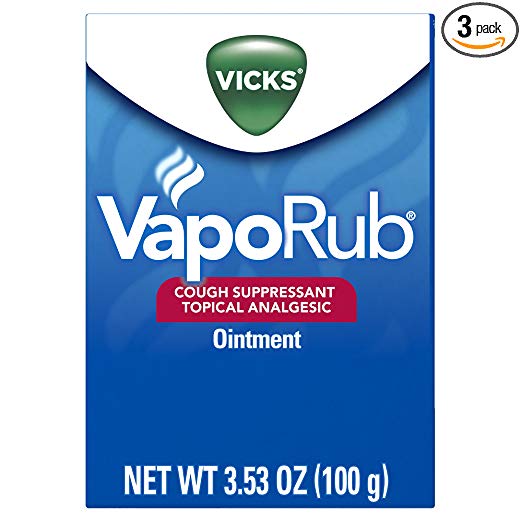 Vicks VapoRub Cough Suppressant Chest and Throat Topical Analgesic Ointment, Eucalyptus and Menthol Vapor, 3.53 Ounce