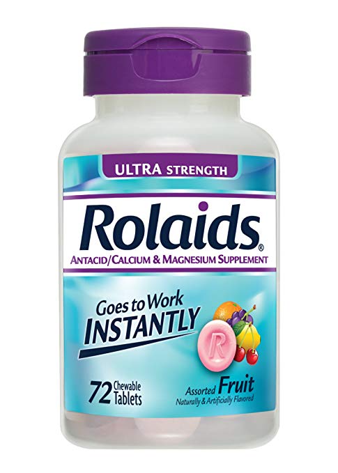 Rolaids Antacid Calcium & Magnesium Supplement Ultra Strength Tablets, Fruit 72 ea