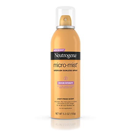 Neutrogena Micromist Airbrush Sunless Tanning Spray with Witch Hazel, Gradual Sunless Tanner with Alcohol-Free, Oil-Free & Non-Comedogenic Formula, Medium Intensity, 5.3 oz