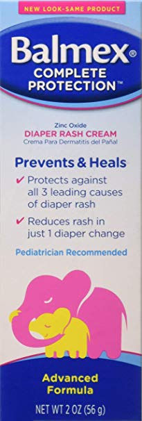 Balmex Complete Protection Zinc Oxide Diaper Rash Cream 2oz (56g). Prevents and Heals Diaper Rash.