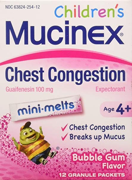 Mucinex Children's Mini Melts, Chest Congestion, Bubble Gum, 12ct