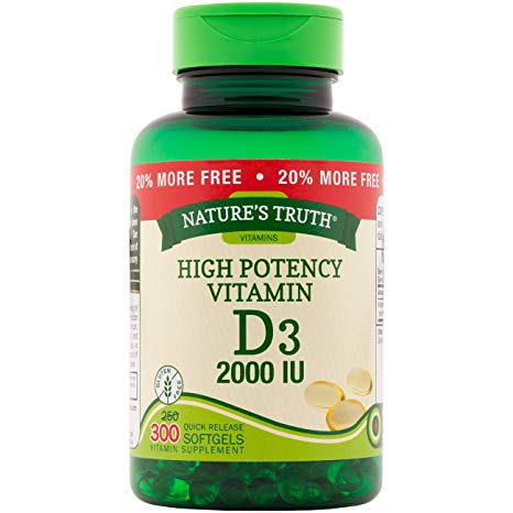 Nature's Truth Vitamin D3, 2,000 IU, Bonus, 250+50 Count