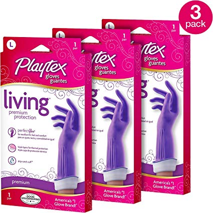 Playtex Living Reuseable Rubber Cleaning Gloves (Large, Pack - 3)