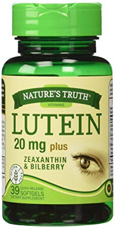 Nature's Truth Lutein 20 mg Plus Zeaxanthin and Bilberry Capsules, 39 Count