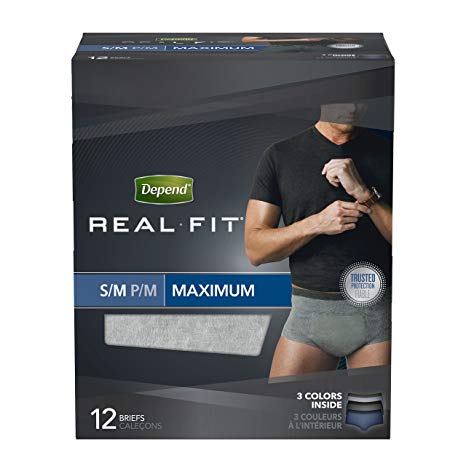 Depend Real Fit Incontinence Underwear for Men, Maximum Absorbency, S/M