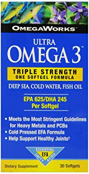 OmegaWorks Ultra Omega 3, EPA / DHA Fatty Acids, Joint Health, Enteric Coated 30 softgels, 30 servings