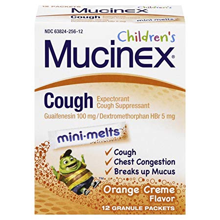 Mucinex Children's Chest Congestion Expectorant and Cough Suppressant Mini-Melts, Orange Crème (12 ct)