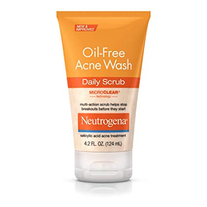 Neutrogena Oil-Free Acne Face Wash Daily Face Scrub with Salicylic Acid Acne Medicine, 4.2 fl. oz