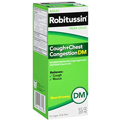 Robitussin Peak Cold Adult Cough + Chest Congestion DM (8 fl. oz. Bottle), Non-Drowsy, Cough Suppressant & Expectorant