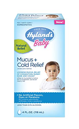 Hyland's Baby Mucus + Cold Relief, Natural Relief of Congestion, Runny Nose & Cough 4 Ounces