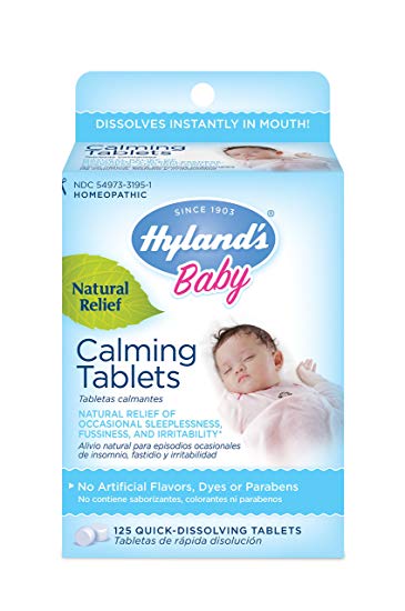 Hyland’s Baby Calming Tablets, Natural Symptom Relief of Fussy and Sleepless Babies, 125 Count