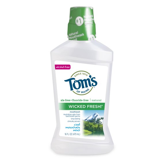 Tom's of Maine Natural Wicked Fresh! Mouth Wash Bottle, Peppermint Wave, 16 Ounce,