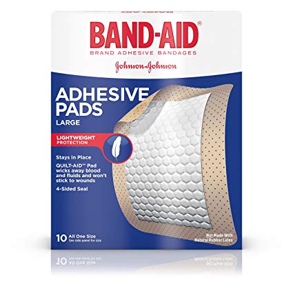 Band-Aid First Aid Pads, Adhesive Bandages, Large Adhesive Pads, 10 Count