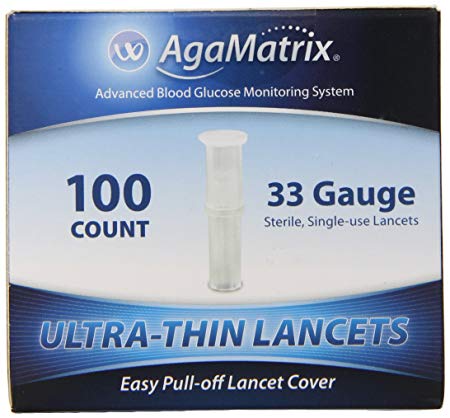 AgaMatrix Lancets, 33 Gauge, 100 Count Box