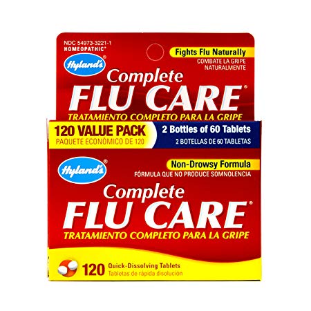 Hyland's Complete Flu Care Tablets, Natural Non-Drowsy Relief of Flu Symptoms, 120 Count