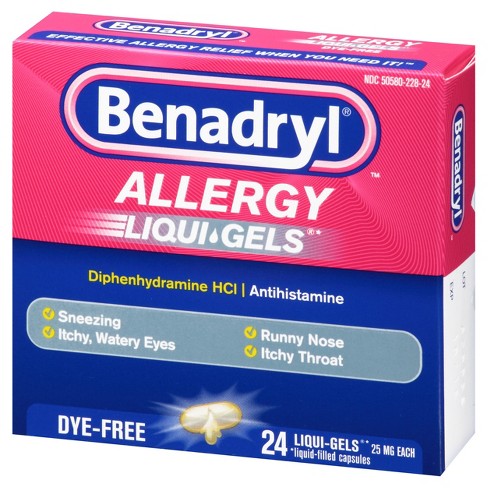 Benadryl Dye-Free Allergy Relief LiquiGels -- 24 Liquid Gel Capsules - Buy Packs and SAVE