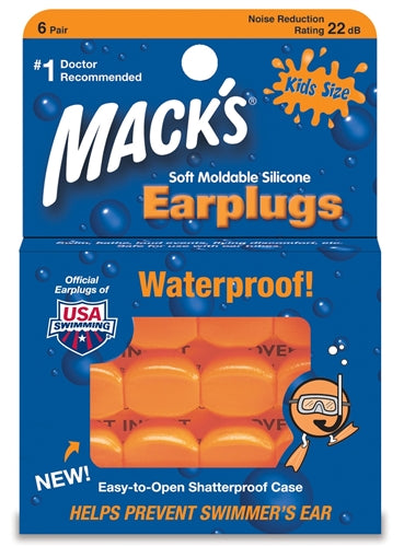 Macks Moldable Silicone Ear Plugs, Kids Size, 6 Pair