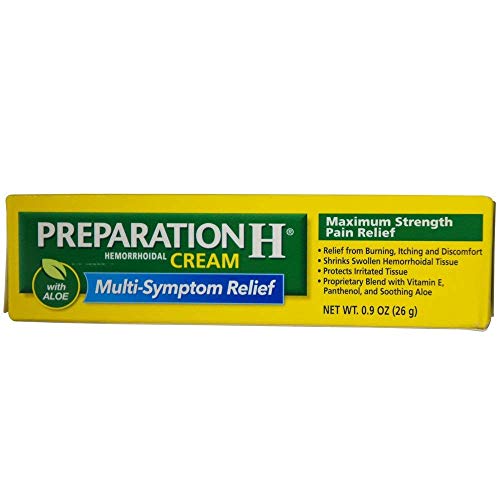 Preparation H Hemorrhoidal Cream, Maximum Strength Pain Relief, Smooth Cream Formula with Aloe 0.9 oz (26 g)