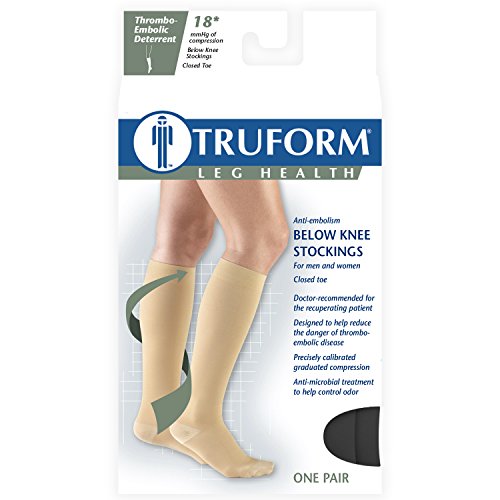 Truform Closed Toe, Knee High, 18 mmHg Anti-Embolism Stockings, Black, 2X-Large