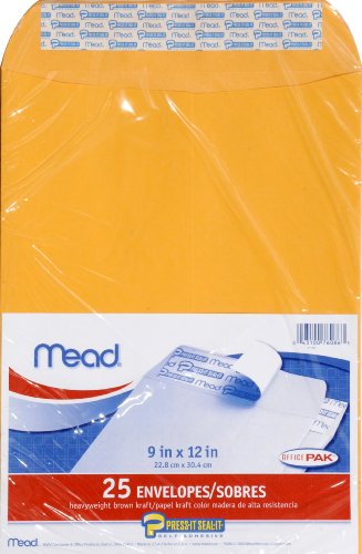 Mead Envelopes, Press-It Seal-It, 9 x 12 Inches, Office Pack, 25 Per Pack (76...