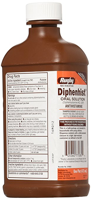 Allergy Diphenyhdramine Oral Liquid- 16 oz