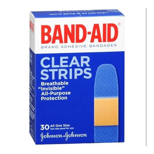 BAND-AID Clear Strips Adhesive Bandages All One Size 30 Each ( 6)