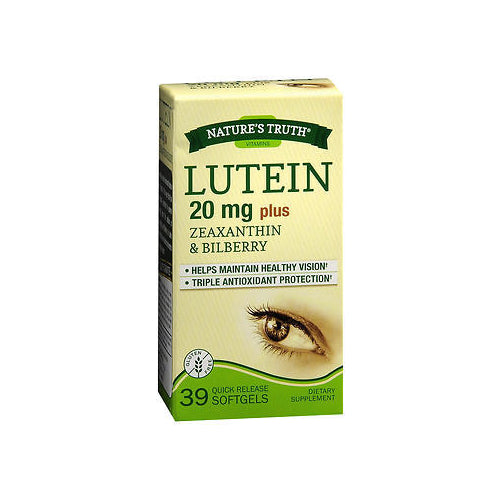 Nature's Truth Lutein 20 mg Plus Zeaxanthin and Bilberry Capsules, 39 Count