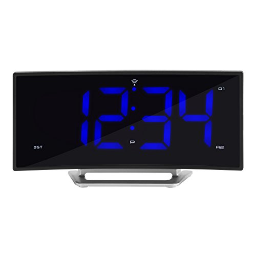 La Crosse Technology 617-249 1.8 Curved Blue Led Atomic Dual Alarm Clock,