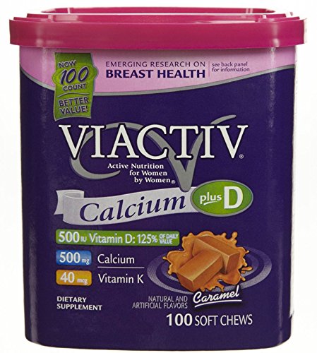 Viactiv Calcium +D Supplement Soft Chews, Caramel, 100-Count