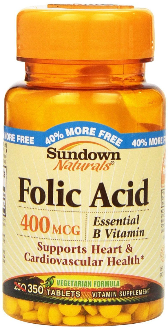 Sundown Naturals Folic Acid 400 mcg Tablets 350 TB - Buy Packs and SAVE