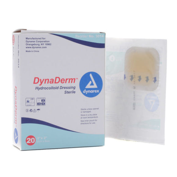 Dynarex Dynaderm Hydrocolloid Dressing, Thin,2 x 2 Inch/20 Count